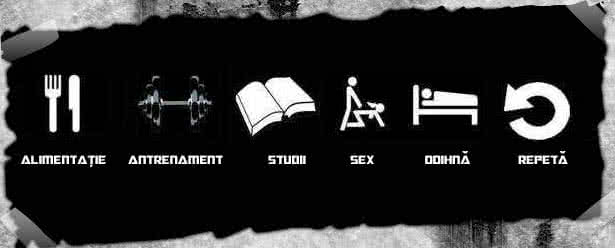 Alimentație, antrenament, studii, sex, odihnă...și repetă Fii sportiv, nu doar culturist